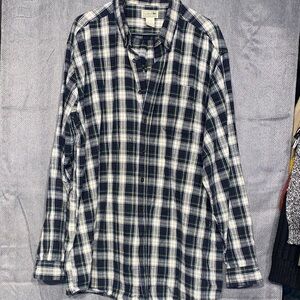 L.L. Bean Black and White Plaid Men's Shirt